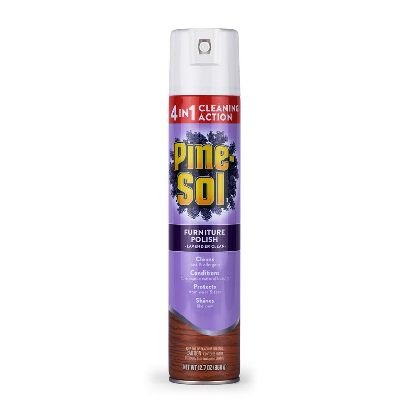 Pine Sol Pine-Sol Furniture Polish Aerosol, Lavender Scent - Wood Furniture Polish Spray Gives You A Powerful Clean You Can Trust - 12.7 Ounce - Image 1